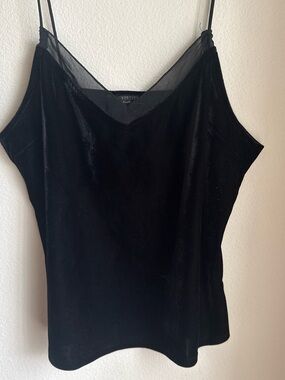 Forever 21 Black Velvet Camisole with Sheer Mesh Neckline